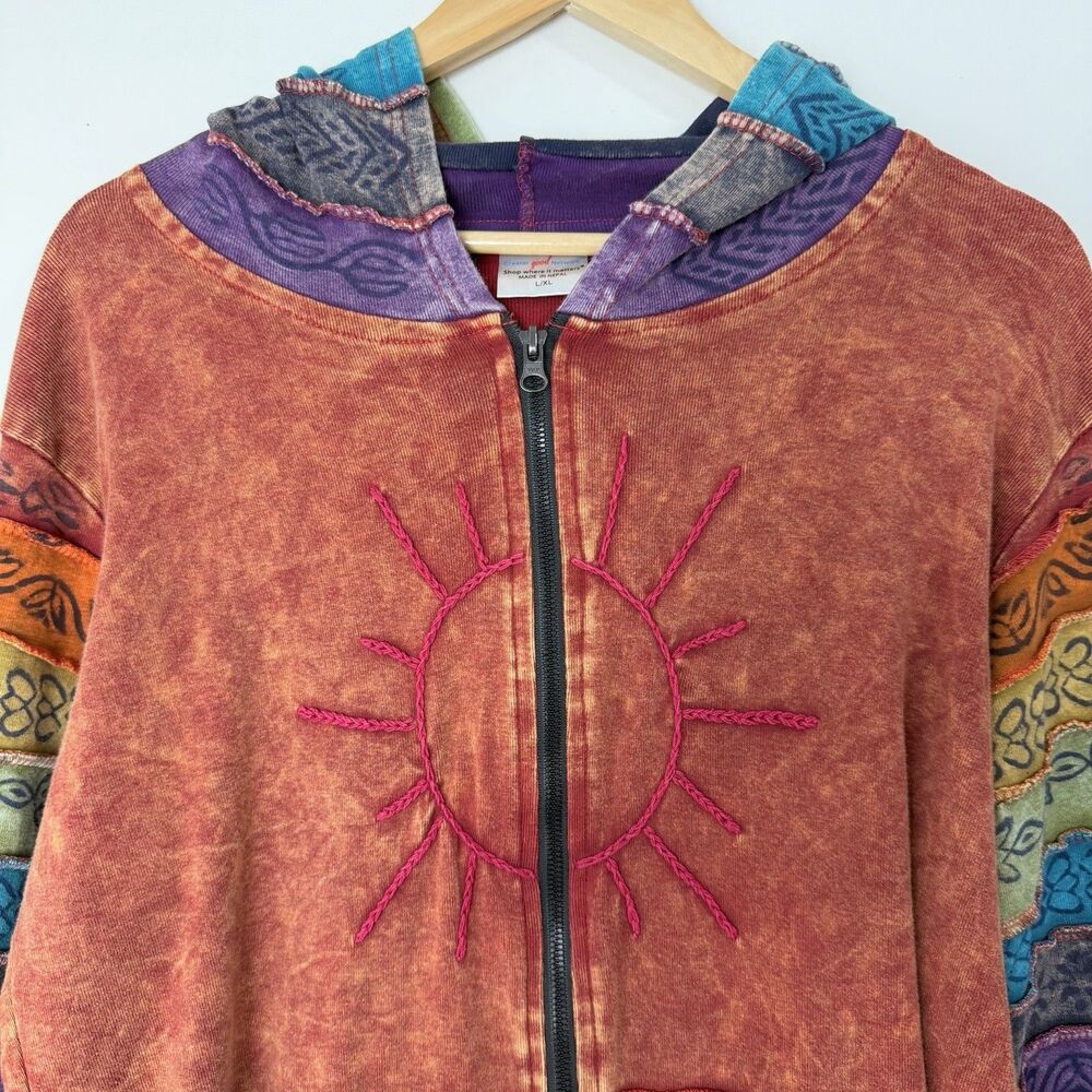 The Greater Good Sunshine Daydream Rainbow Full Zip Hoodie Women’s L - Picture 3 of 15